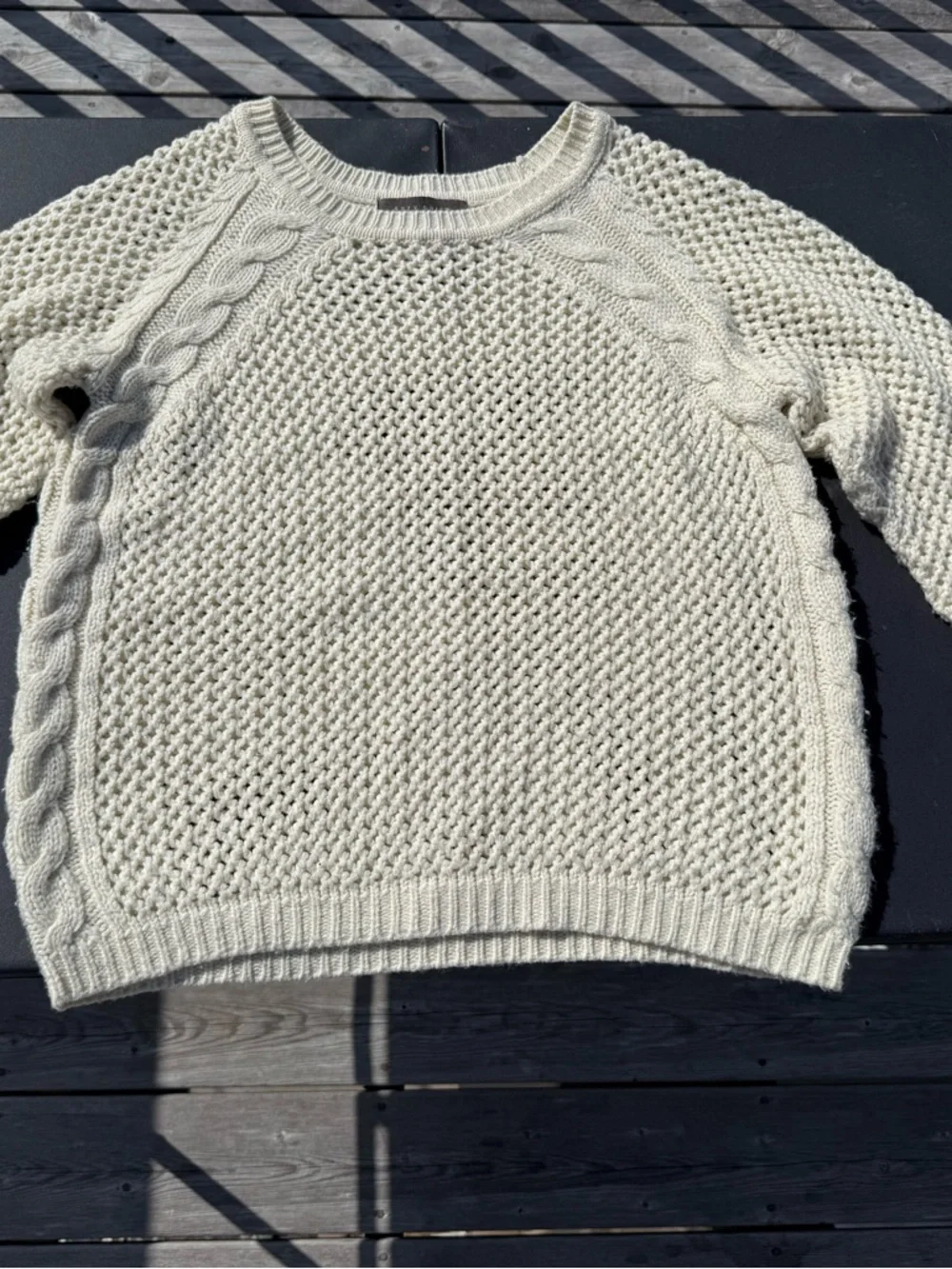Suzy Shier Cream Open-Knit Crewneck Sweater - Picture 5 of 5